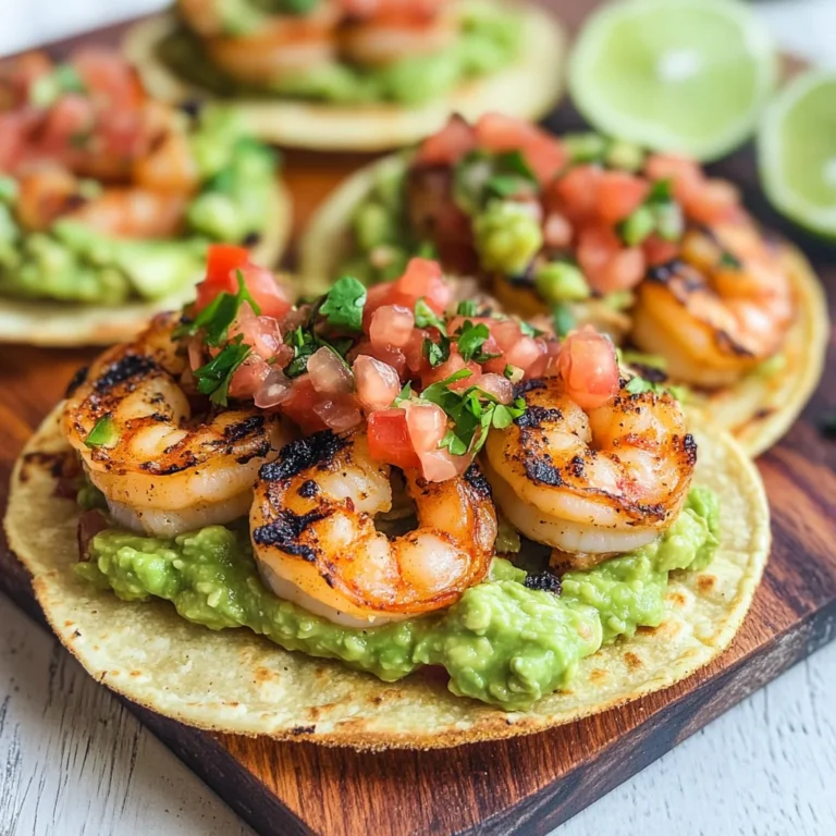 Grilled Shrimp Tostadas with Guacamole & Pico de Gallo