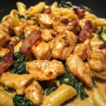 Zesty Honey BBQ Chicken Pasta with Creamy Bacon & Spinach