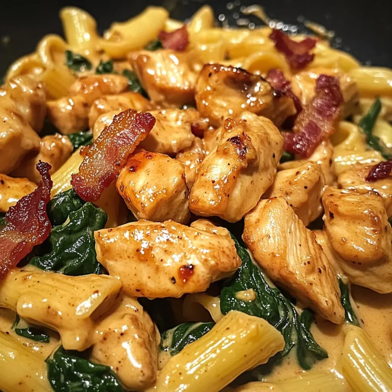 Zesty Honey BBQ Chicken Pasta with Creamy Bacon & Spinach