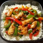 Chicken and Bell Pepper Stir-Fry with Rice