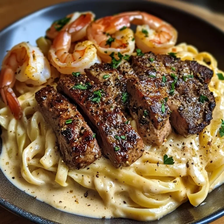 Creamy Cajun Steak and Shrimp Alfredo