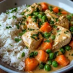 Creamy Chicken with Peas & Carrots over Rice
