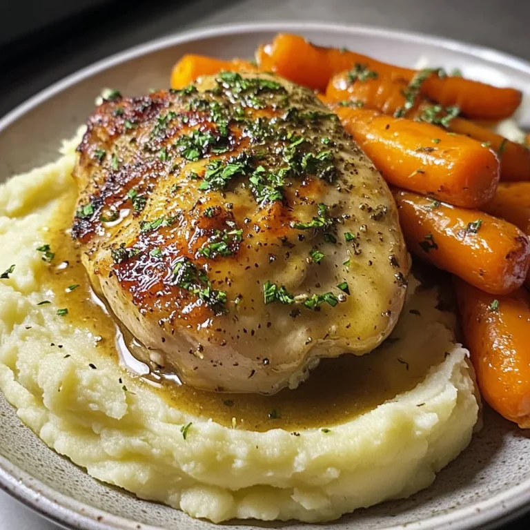 Creamy Herb Roasted Chicken with Mashed Potatoes and Honey-Glazed Carrots