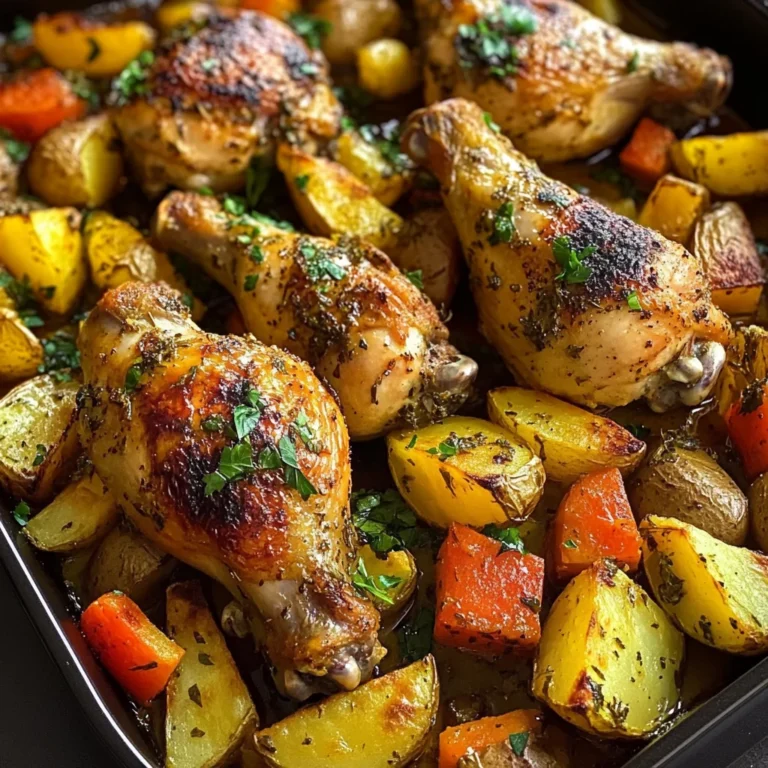 Herb Roasted Chicken Drumsticks with Roasted Potatoes & Veggies