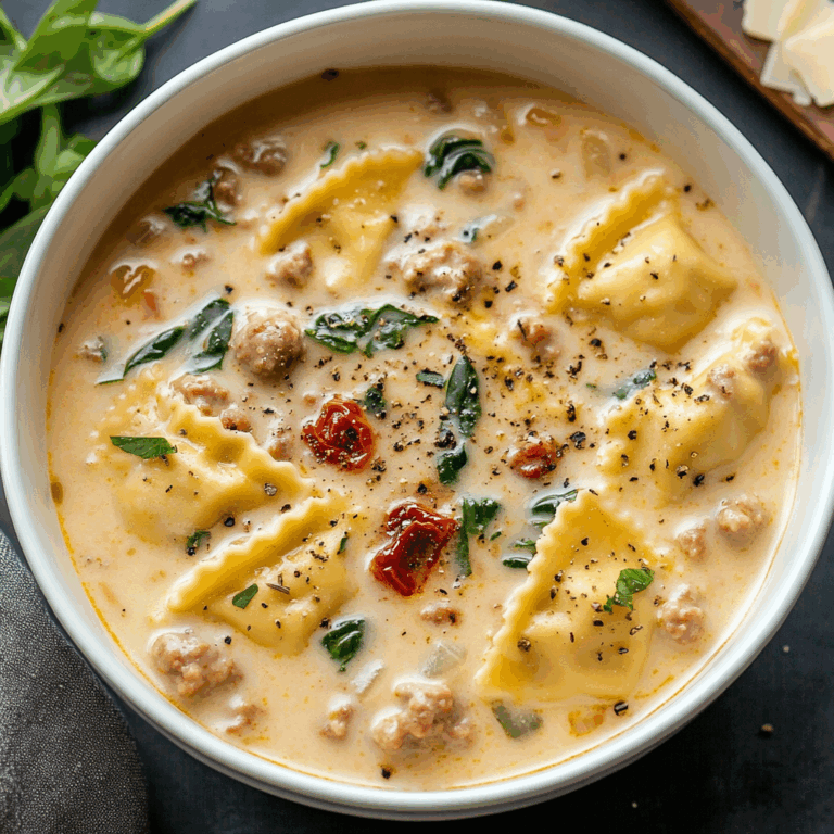 Creamy Tuscan Ravioli Soup : Comfort in Every Spoonful