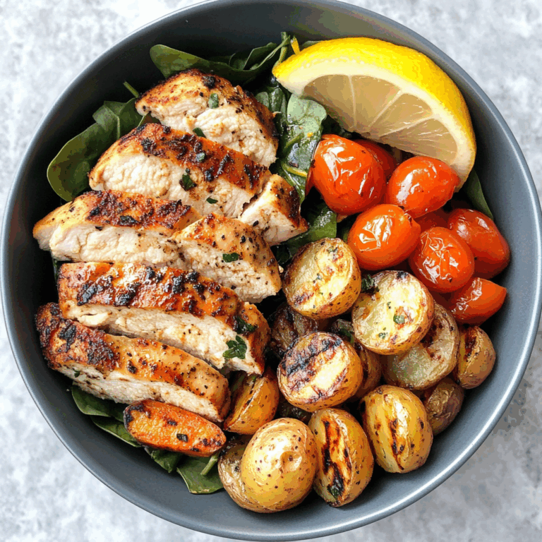 Grilled Chicken & Root Veggie Bowl with Spinach & Lemon