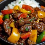 Black Pepper Beef Stir-Fry with Rainbow Peppers and Sesame Finish