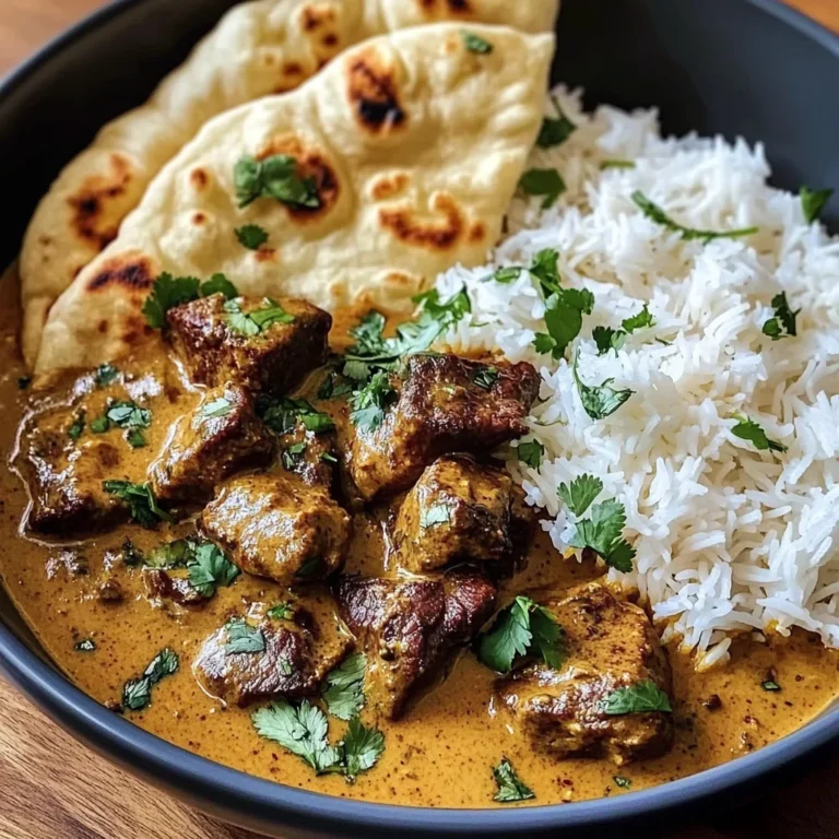 Coconut-Curry Beef with Garlic Naan & Jasmine Rice