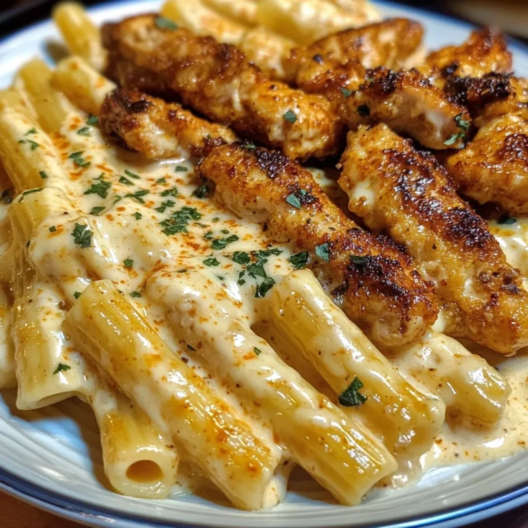 Creamy Rigatoni Alfredo with Cajun Chicken Strips