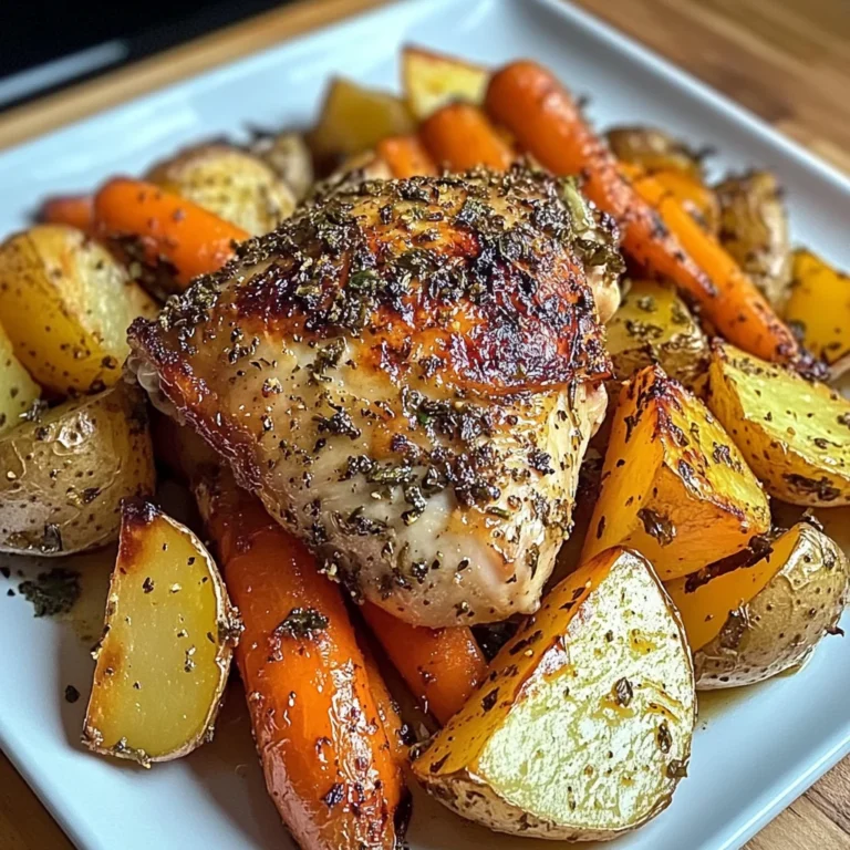 Herb-Roasted Chicken Thighs with Golden Potatoes & Sweet Carrots