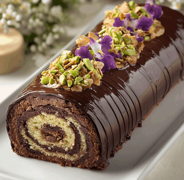 Dubai Chocolate Roll Cake