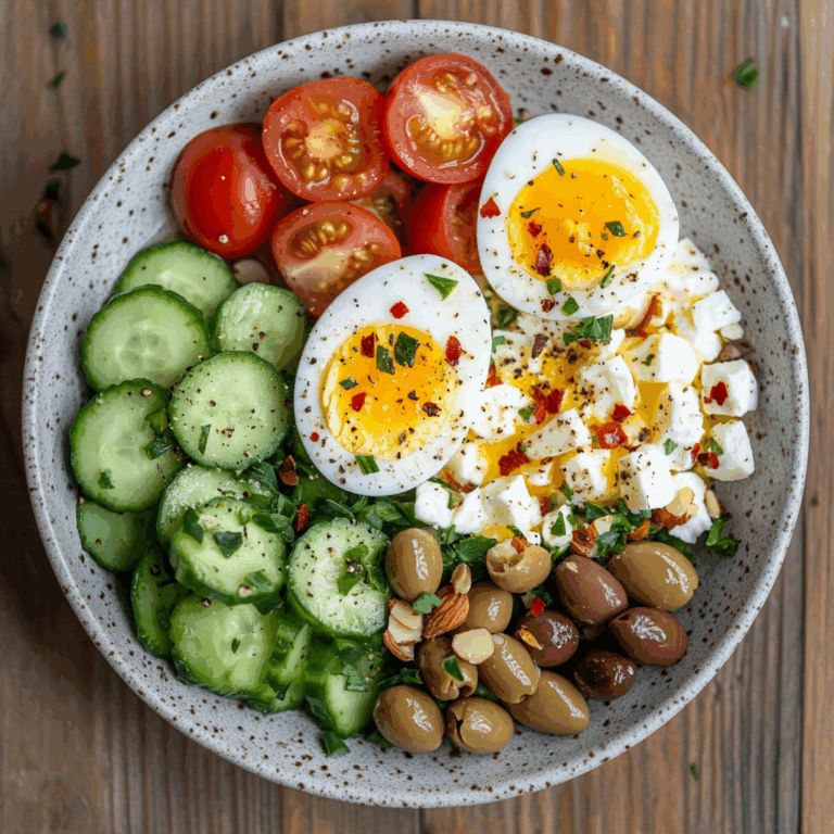 Turkish-Style Protein Plate with Eggs, Feta & Veggies