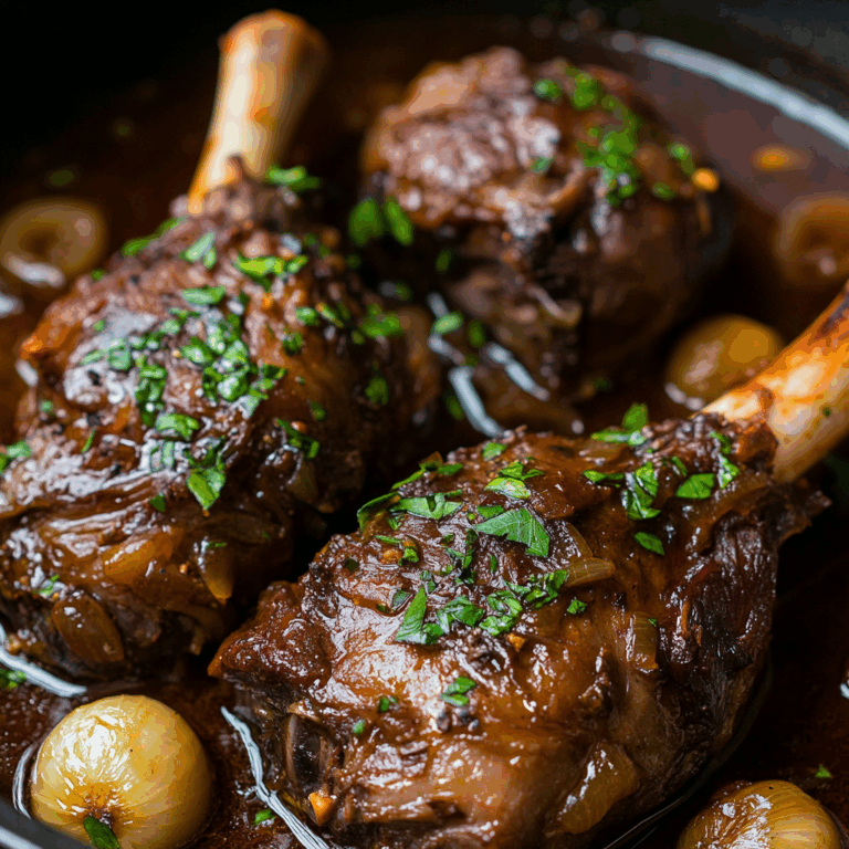 apple vinegar Lamb Shanks with Garlic & Onions