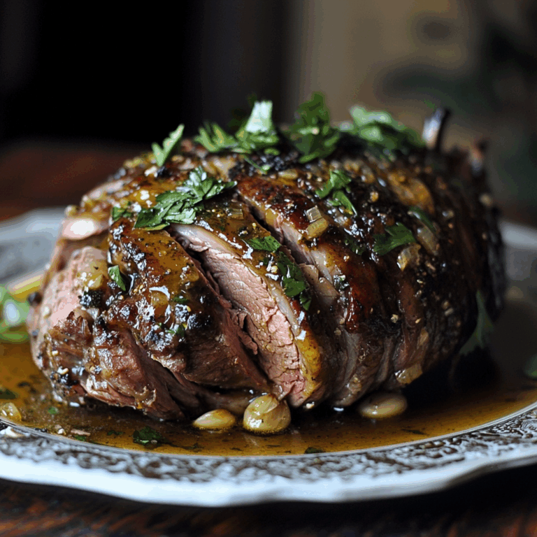 Slow-Roasted Lamb Shoulder with Garlic-Honey Mustard Glaze